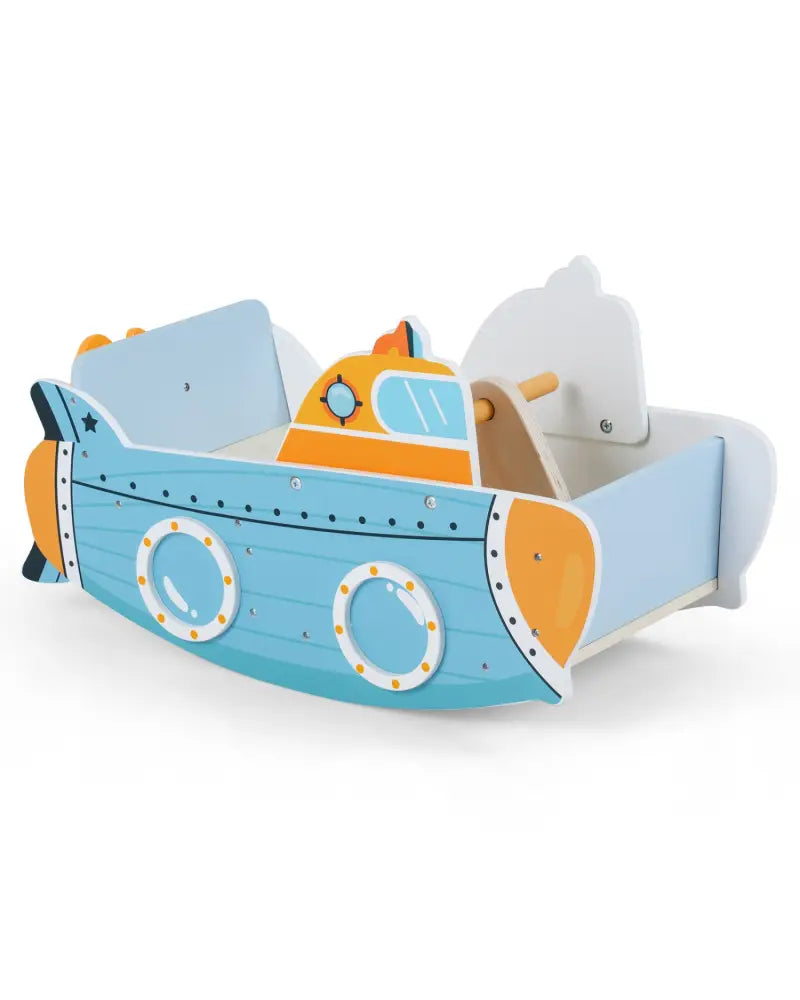 Submarine Wooden Climbing Toy with Rotating Propeller and Rocking Climber - Climbers & Slides