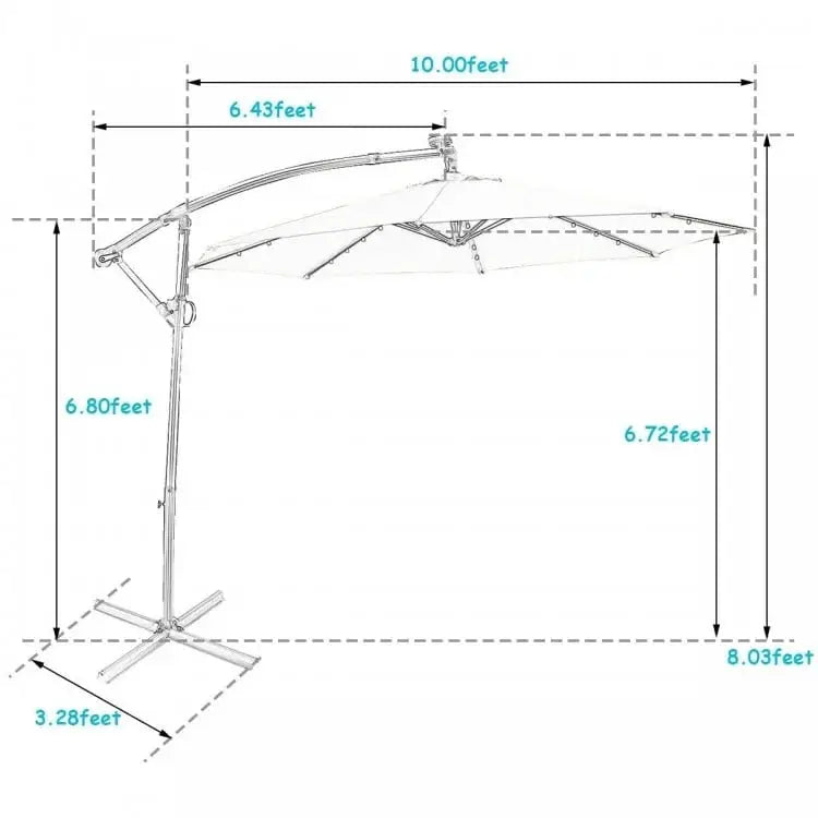 Summer Patio Luxury Bundle: 5-Pc Rattan Furniture Set 8-in-1 Water Slide & 10ft LED Offset Umbrella - Outdoor & Patio