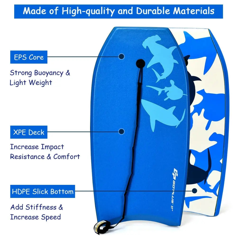 Super Bodyboard Surfing with EPS Core Boarding-L - Blue - Surfing