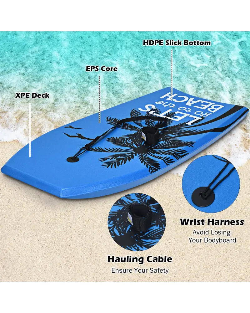 Super Lightweight Bodyboard Surfing with Leash EPS Core Boarding-M - Surfing