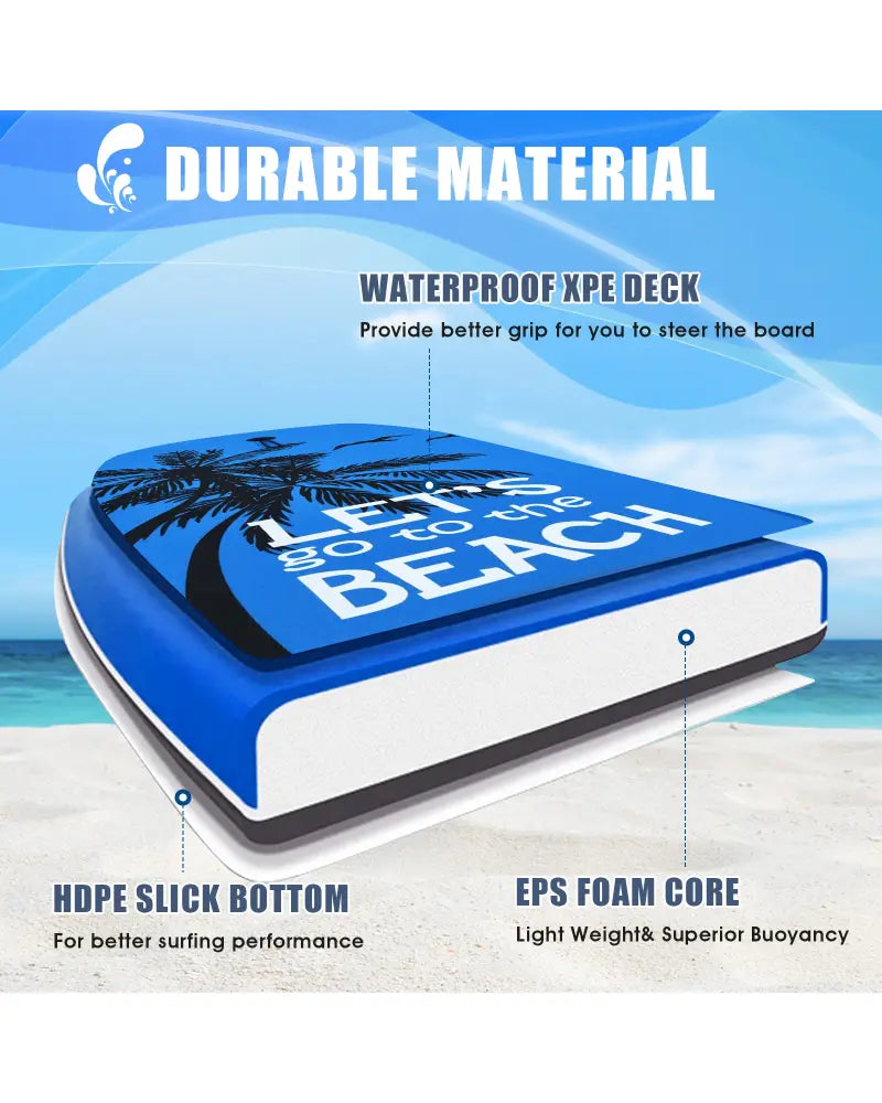 Super Lightweight Bodyboard Surfing with Leash EPS Core Boarding-S - Blue - Surfing