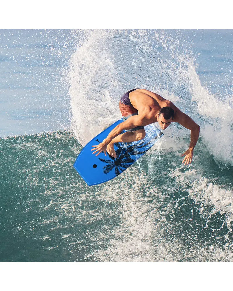 Super Lightweight Bodyboard Surfing with Leash EPS Core Boarding-S - Blue - Surfing