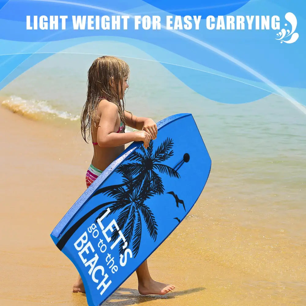 Super Lightweight Bodyboard Surfing with Leash EPS Core Boarding-S - Blue - Surfing
