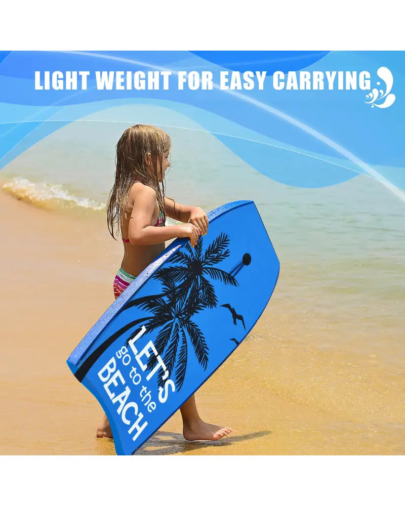 Super Lightweight Bodyboard Surfing with Leash EPS Core Boarding-S - Blue - Surfing