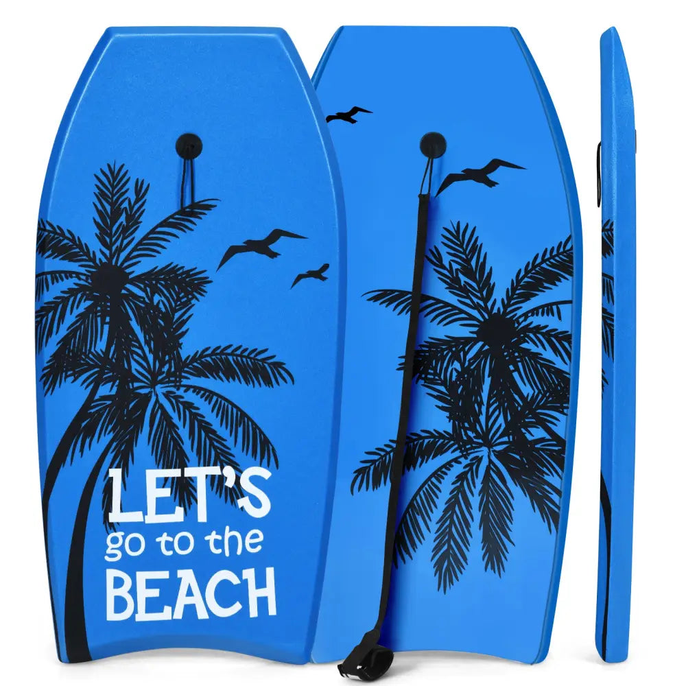 Super Lightweight Bodyboard Surfing with Leash EPS Core Boarding-S - Blue - Surfing