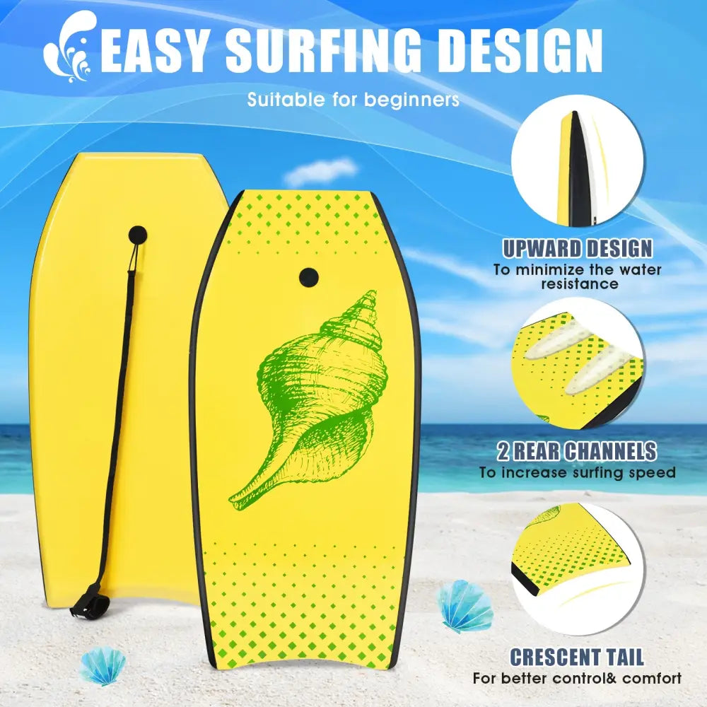 Super Lightweight Surfing Bodyboard-M - Yellow - Surfing