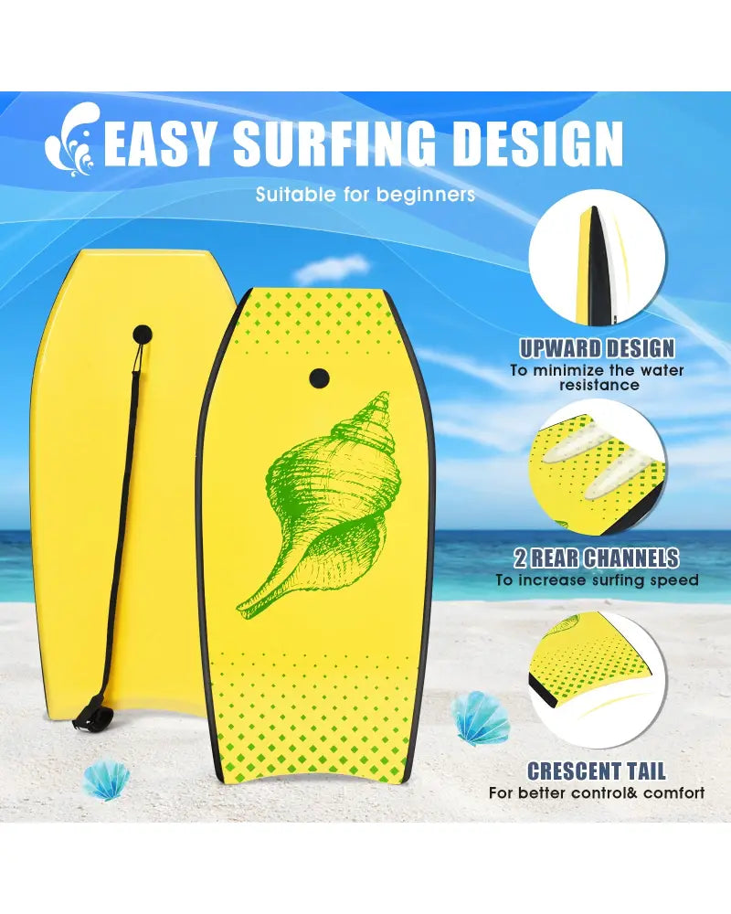 Super Lightweight Surfing Bodyboard-M - Yellow - Surfing