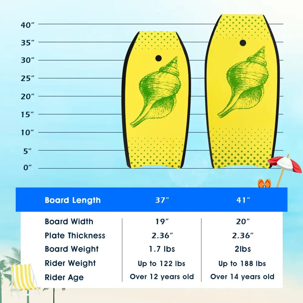 Super Lightweight Surfing Bodyboard-M - Yellow - Surfing