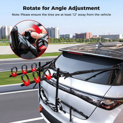 Superbuy Trunk Mount 3-Bike Rack with Anti-Sway Straps & Soft Padding for SUV - Garages