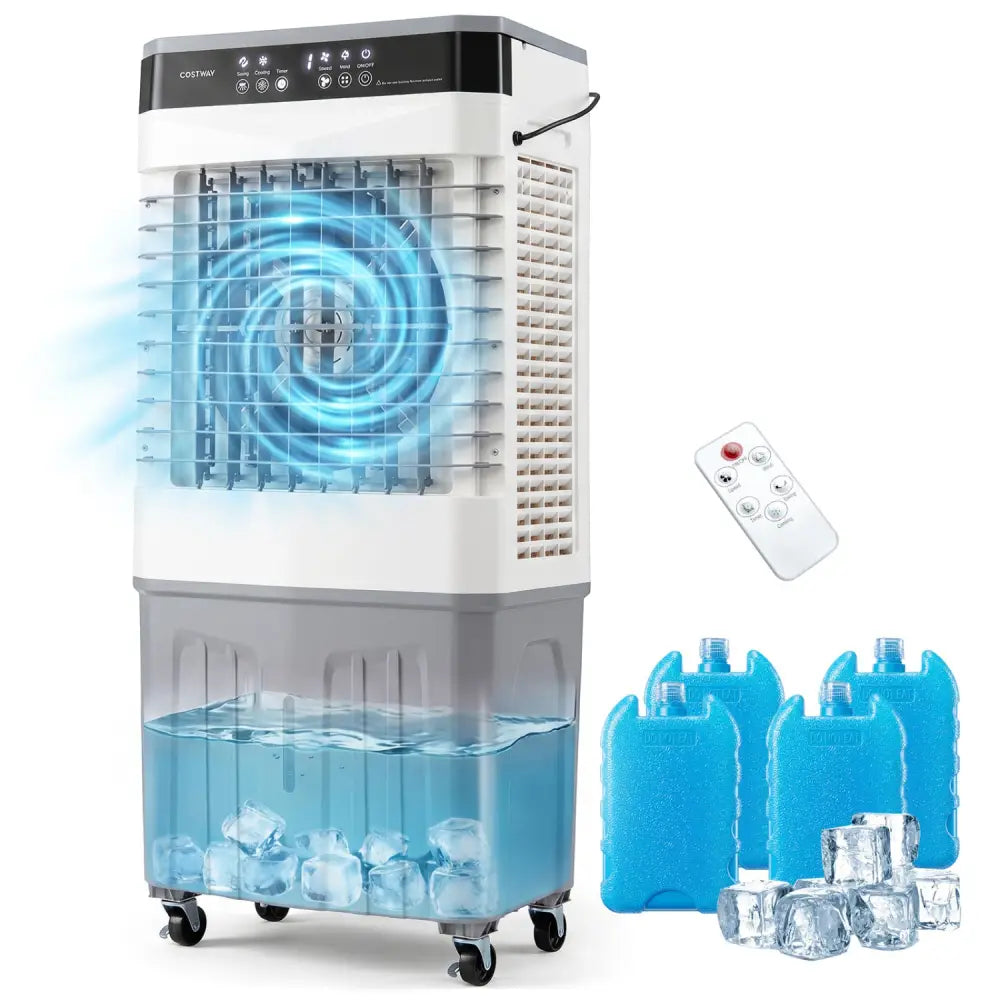Swamp Cooler 2100 CFM 3-in-1 Evaporative Air Cooler with 7.2 Gal Water Tank-White - White - Air Coolers