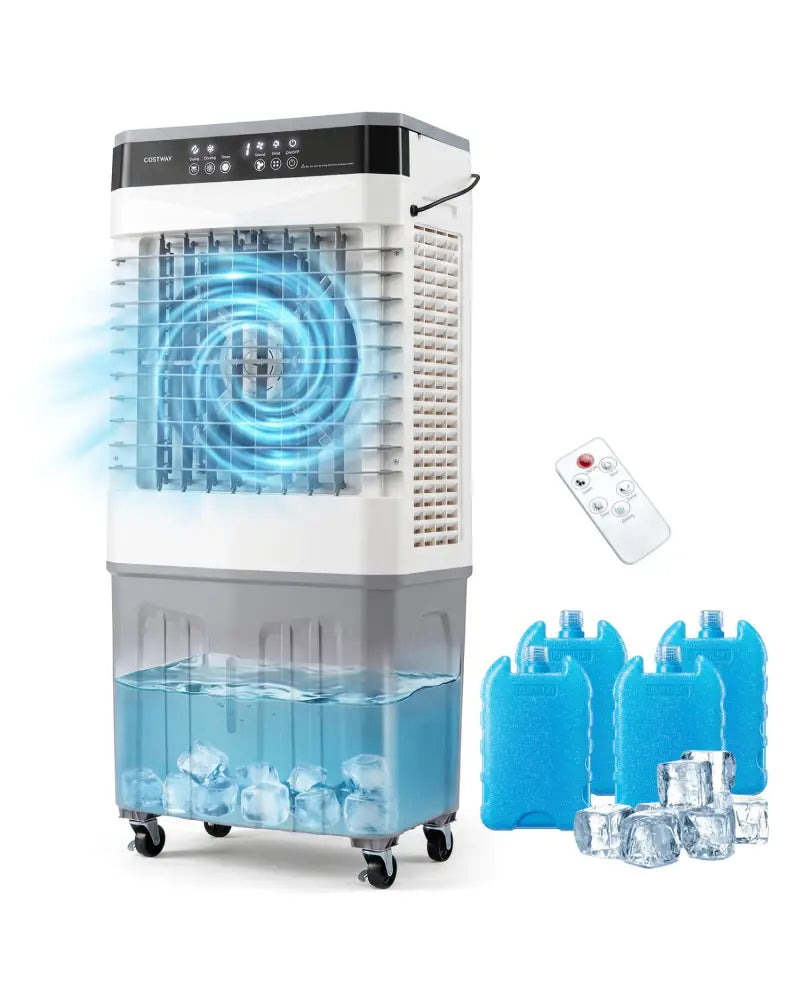Swamp Cooler 2100 CFM 3-in-1 Evaporative Air Cooler with 7.2 Gal Water Tank-White - White - Air Coolers