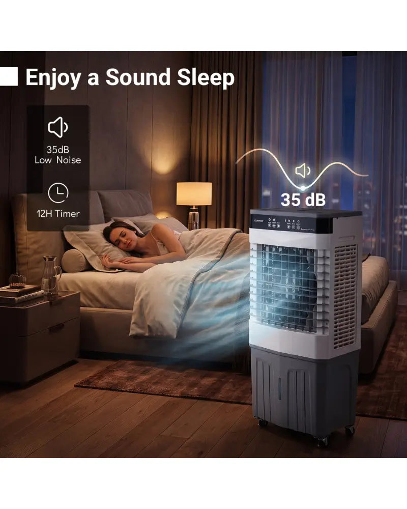 Swamp Cooler 2100 CFM 3-in-1 Evaporative Air Cooler with 7.2 Gal Water Tank-White - White - Air Coolers