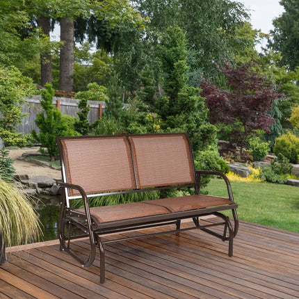 Swing Glider Chair 48 Inch Loveseat Rocker Lounge Backyard-Brown - Brown - Patio Rocking Chairs & Gliders