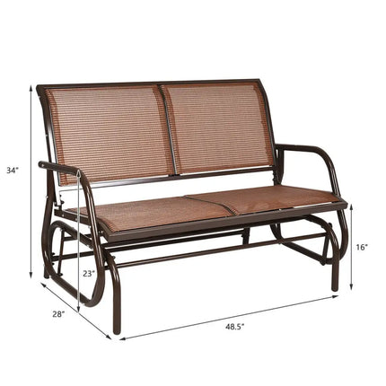 Swing Glider Chair 48 Inch Loveseat Rocker Lounge Backyard-Brown - Brown - Patio Rocking Chairs & Gliders