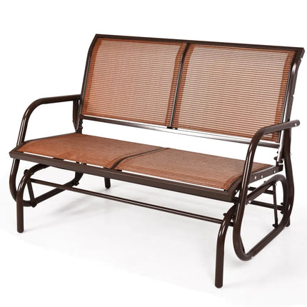 Swing Glider Chair 48 Inch Loveseat Rocker Lounge Backyard-Brown - Brown - Patio Rocking Chairs & Gliders
