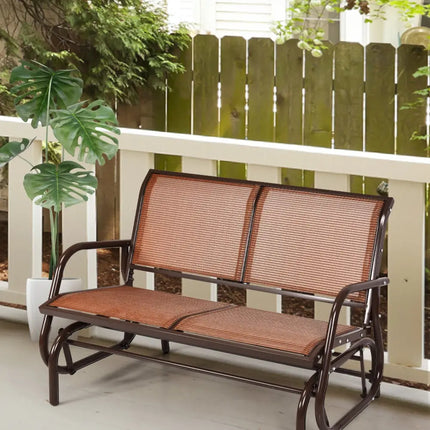 Swing Glider Chair 48 Inch Loveseat Rocker Lounge Backyard-Brown - Brown - Patio Rocking Chairs & Gliders