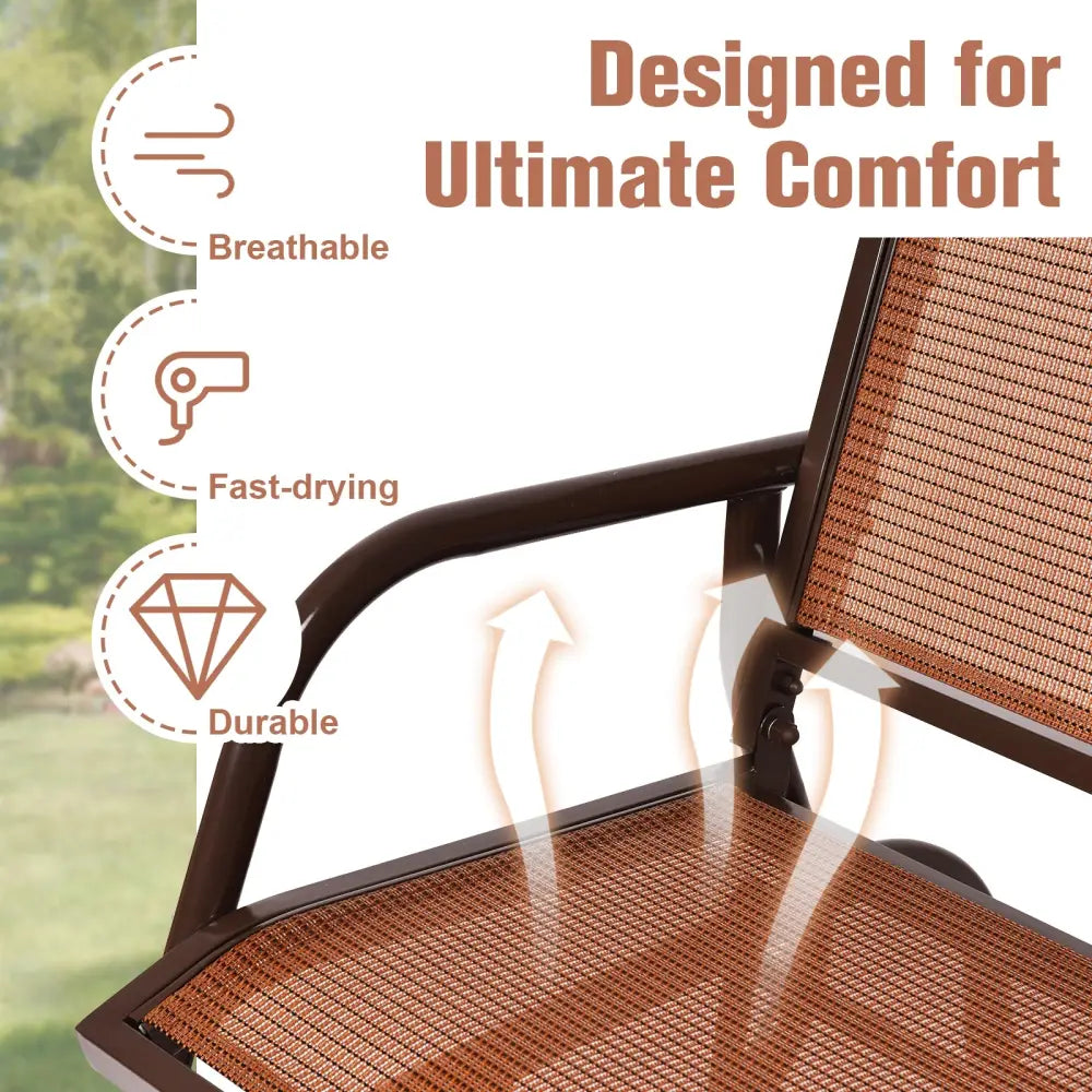 Swing Glider Chair 48 Inch Loveseat Rocker Lounge Backyard-Brown - Brown - Patio Rocking Chairs & Gliders