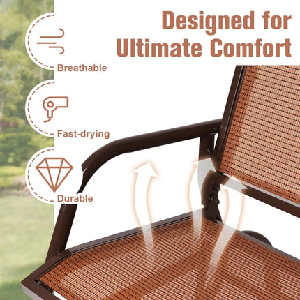 Swing Glider Chair 48 Inch Loveseat Rocker Lounge Backyard-Brown - Brown - Patio Rocking Chairs & Gliders