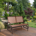 Swing Glider Chair 48 Inch Loveseat Rocker Lounge Backyard-Brown - Brown - Patio Rocking Chairs & Gliders