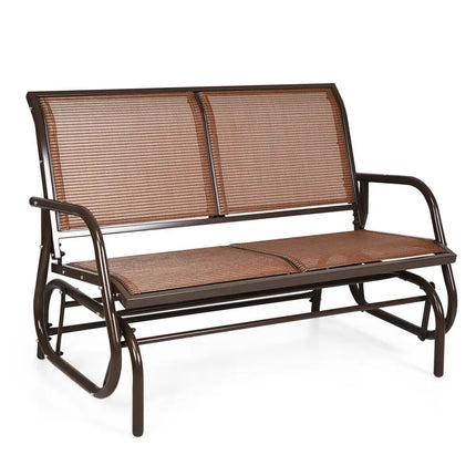 Swing Glider Chair 48 Inch Loveseat Rocker Lounge Backyard-Brown - Brown - Patio Rocking Chairs & Gliders