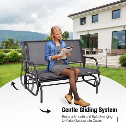 Swing Glider Chair 48 Inch Loveseat Rocker Lounge Backyard-Gray - Gray - Patio Rocking Chairs & Gliders