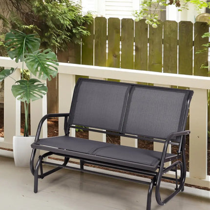 Swing Glider Chair 48 Inch Loveseat Rocker Lounge Backyard-Gray - Gray - Patio Rocking Chairs & Gliders