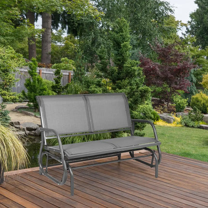 Swing Glider Chair 48 Inch Loveseat Rocker Lounge Backyard-Gray - Gray - Patio Rocking Chairs & Gliders