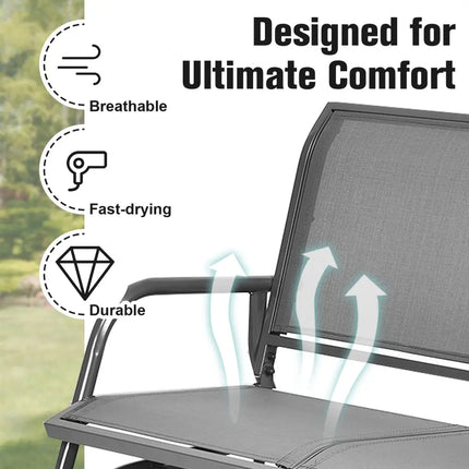 Swing Glider Chair 48 Inch Loveseat Rocker Lounge Backyard-Gray - Gray - Patio Rocking Chairs & Gliders