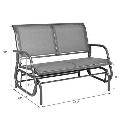 Swing Glider Chair 48 Inch Loveseat Rocker Lounge Backyard-Gray - Gray - Patio Rocking Chairs & Gliders