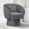 Swivel Accent Chair Upholstered Barrel Chair with Curved Back and Removable Lumbar Pillow-Gray - Gray - Accent Chairs