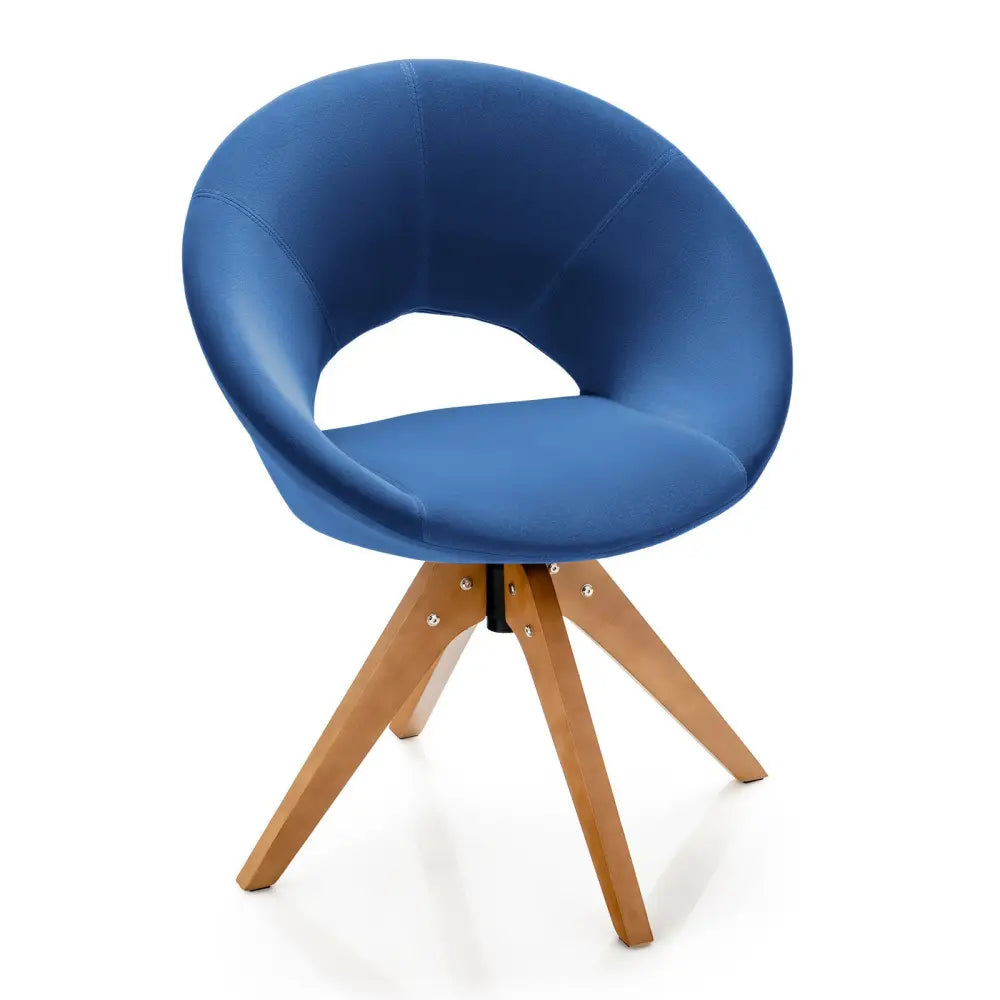 Swivel Accent Chair with Oversized Upholstered Seat for Home Office-Blue - Blue - Accent Chairs