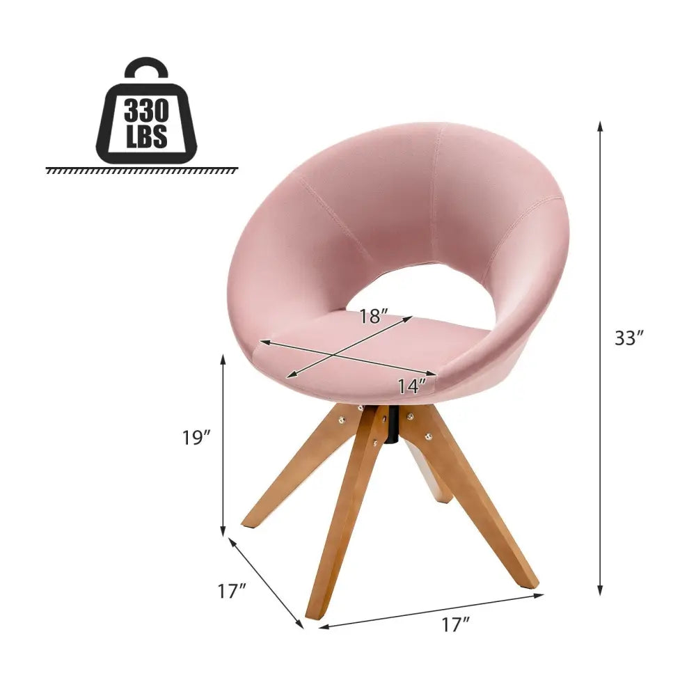 Swivel Accent Chair with Oversized Upholstered Seat for Home Office-Pink - Pink - Accent Chairs