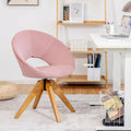 Swivel Accent Chair with Oversized Upholstered Seat for Home Office-Pink - Pink - Accent Chairs
