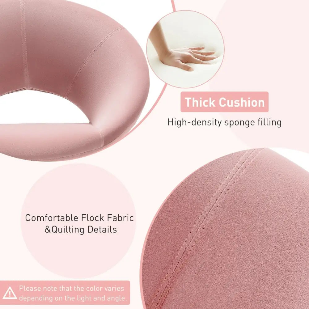 Swivel Accent Chair with Oversized Upholstered Seat for Home Office-Pink - Pink - Accent Chairs