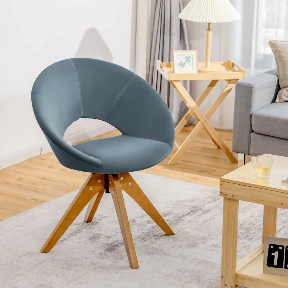 Swivel Accent Chair with Oversized Upholstered Seat for Home Office-Gray - Gray - Accent Chairs