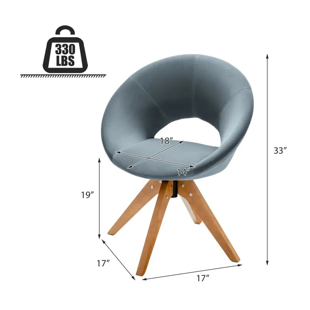 Swivel Accent Chair with Oversized Upholstered Seat for Home Office-Gray - Gray - Accent Chairs
