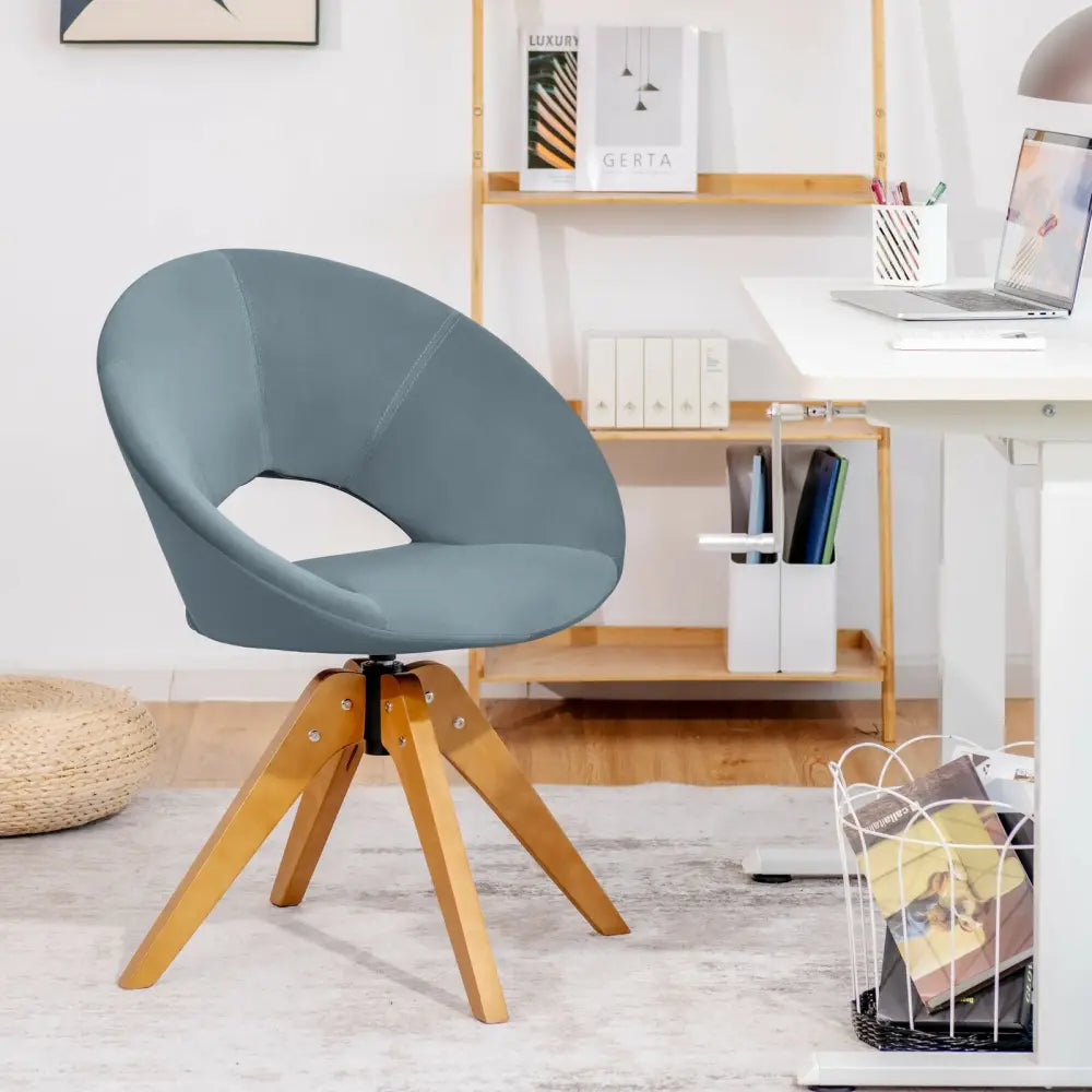 Swivel Accent Chair with Oversized Upholstered Seat for Home Office-Gray - Gray - Accent Chairs