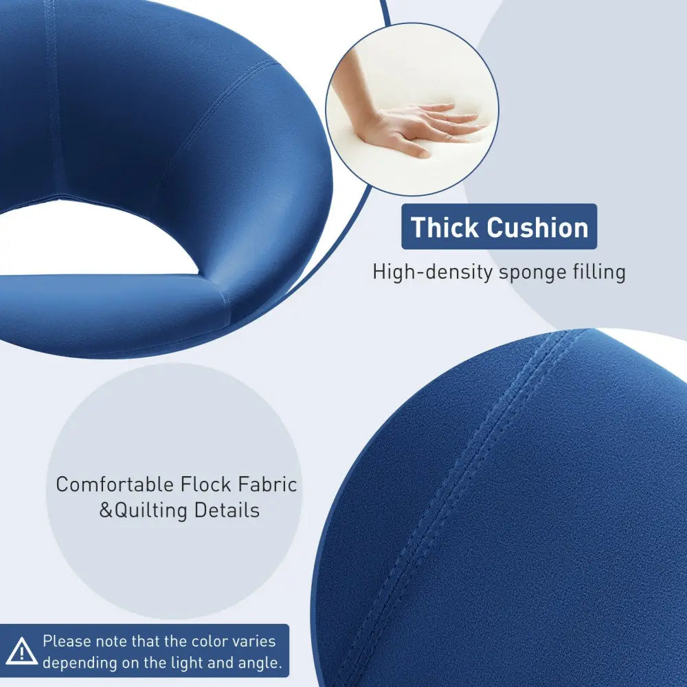 Swivel Accent Chair with Oversized Upholstered Seat for Home Office-Blue - Blue - Accent Chairs