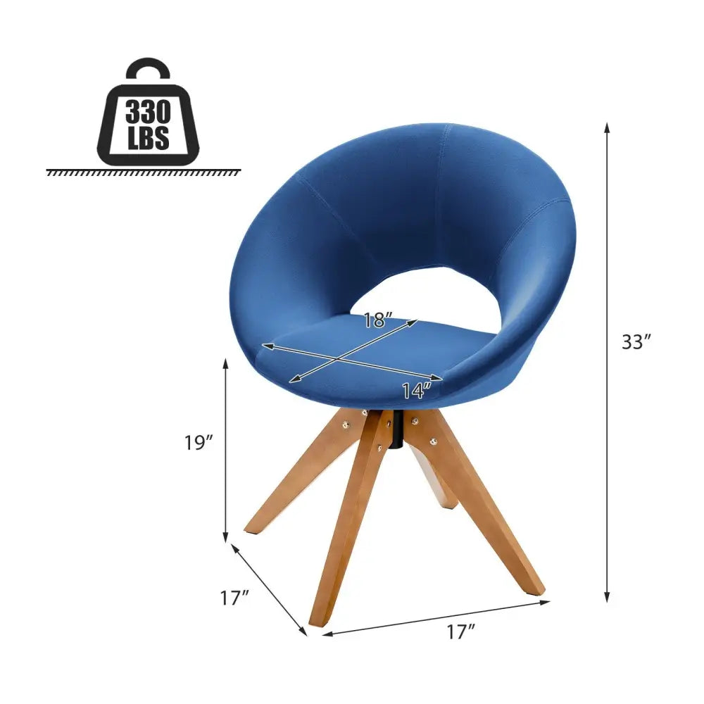 Swivel Accent Chair with Oversized Upholstered Seat for Home Office-Blue - Blue - Accent Chairs
