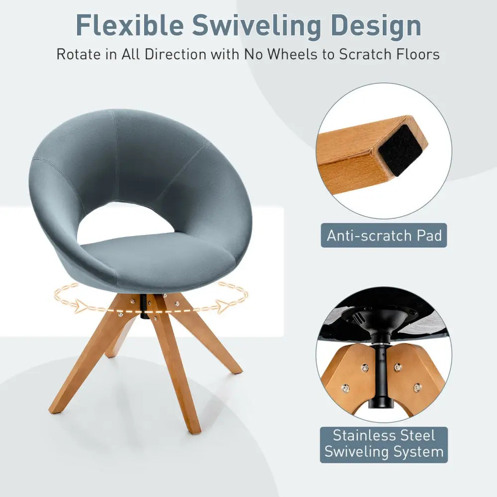 Swivel Accent Chair with Oversized Upholstered Seat for Home Office-Gray - Gray - Accent Chairs
