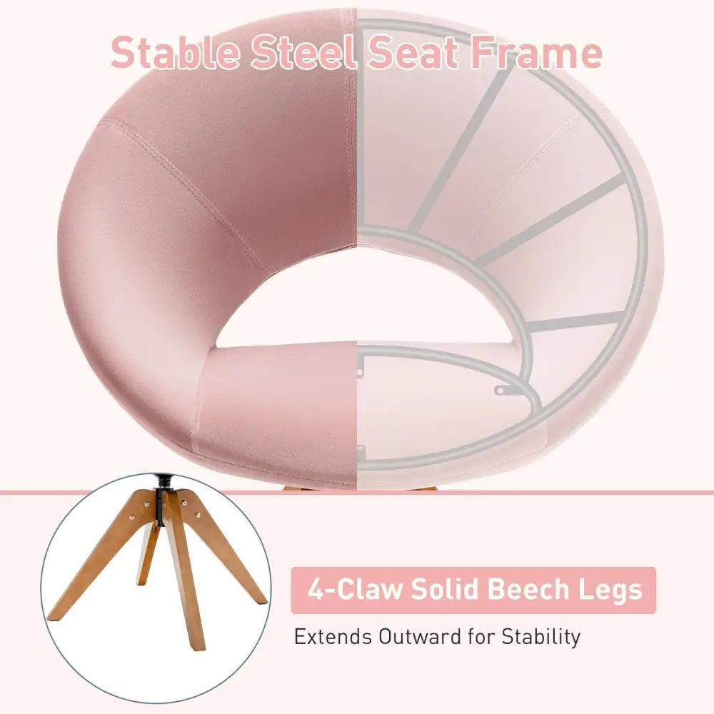 Swivel Accent Chair with Oversized Upholstered Seat for Home Office-Pink - Pink - Accent Chairs