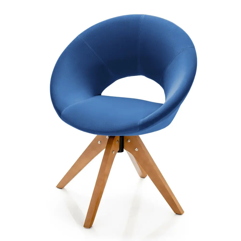 Swivel Accent Chair with Oversized Upholstered Seat for Home Office-Blue - Blue - Accent Chairs