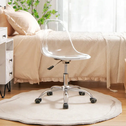 Swivel Acrylic Armless Adjustable Height Office Chair - Transparent - Armless Chairs