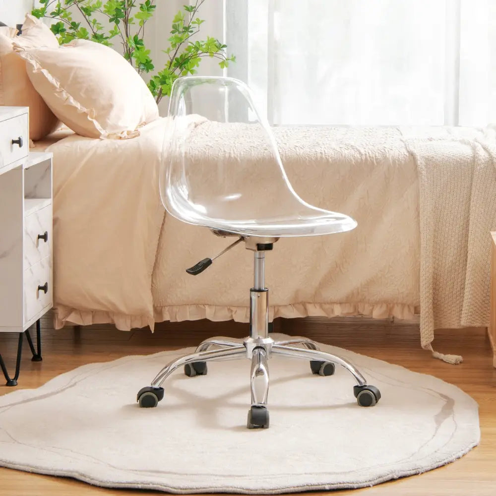 Swivel Acrylic Armless Adjustable Height Office Chair - Transparent - Armless Chairs