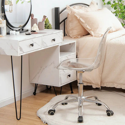 Swivel Acrylic Armless Adjustable Height Office Chair - Transparent - Armless Chairs