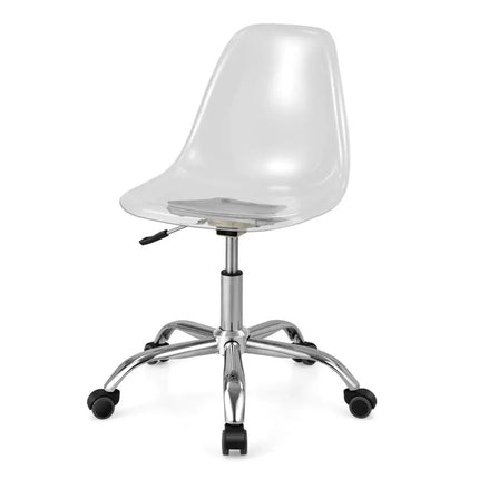 Swivel Acrylic Armless Adjustable Height Office Chair - Transparent - Armless Chairs