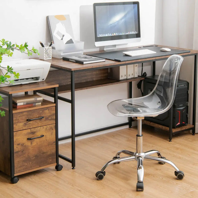 Swivel Acrylic Armless Adjustable Height Office Chair - Transparent - Armless Chairs