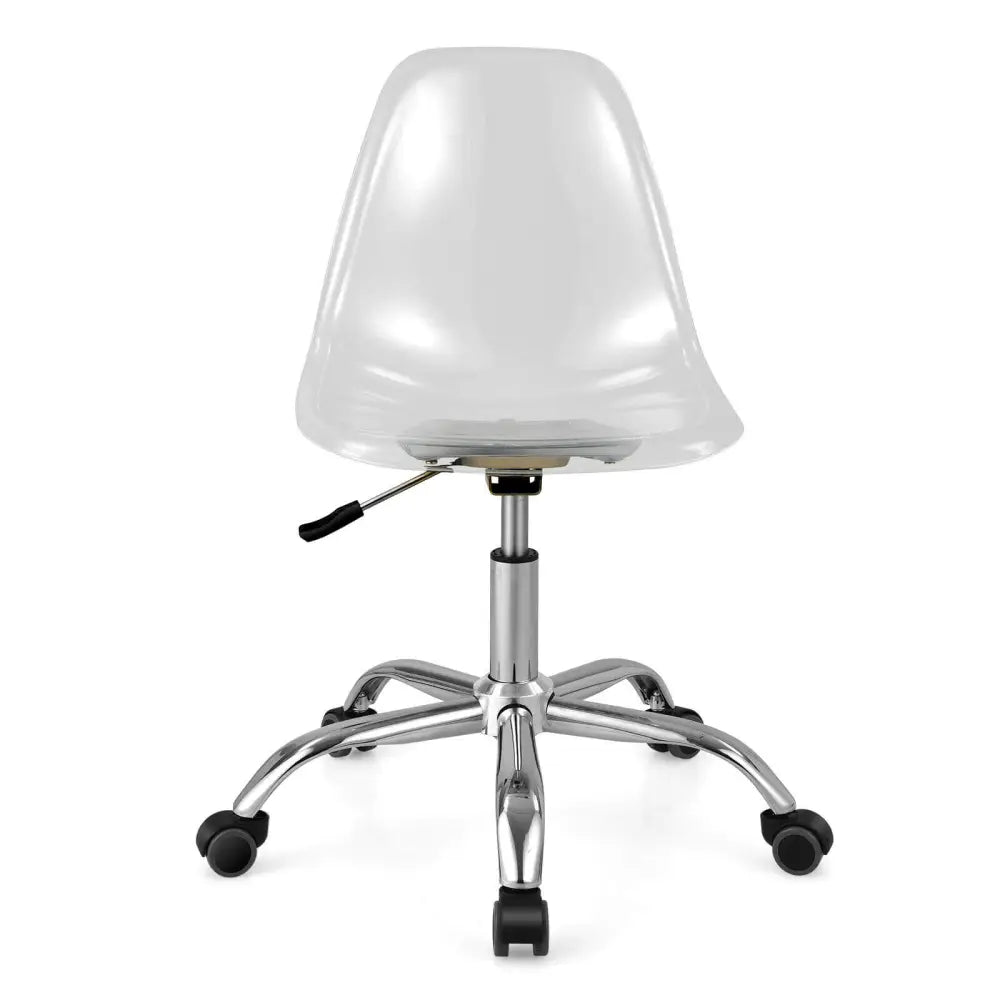 Swivel Acrylic Armless Adjustable Height Office Chair - Transparent - Armless Chairs