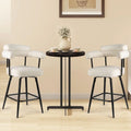 Swivel Bar Stool Set of 2 Counter Height Chairs with Curved Back and Arms-White - White - Bar Stools