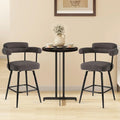 Swivel Bar Stool Set of 2 Counter Height Chairs with Curved Back and Arms-Grey - Gray - Bar Stools